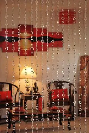 THY COLLECTIBLES Beautiful Home Decor Acrylic Beaded Curtain Door Screen Divider - Silver Circles