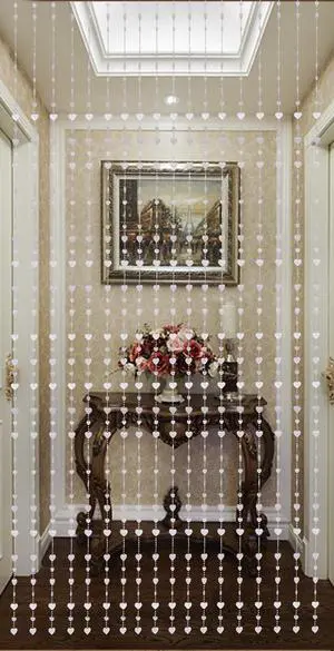 THY COLLECTIBLES Beautiful Home Decor Acrylic Beaded Curtain Door Screen Divider - Silver Hearts