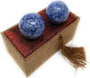 Blue Corundum Marble Stone Chinese Healthy Exercise Massage Baoding Balls