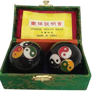 Baoding Balls Chinese Health Massage Exercise Stress Balls  Black Triple Yinyang 2