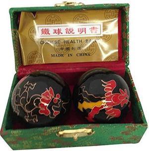 Baoding Balls Chinese Health Massage Exercise Stress Balls Black Dragon  Phoenix 2