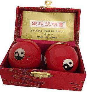 Baoding Balls Chinese Health Massage Exercise Stress Balls  Red Yinyang 2