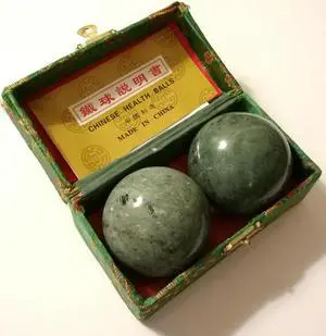 Blackish Jade Green Marble Stone Chinese Healthy Exercise Massage Baoding Balls