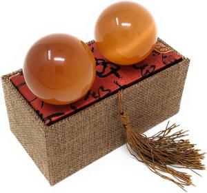 Artificial Tiger Eye Crystal Gemstone Quartz Chinese Health Stress Exercise Baoding Balls (Orange)