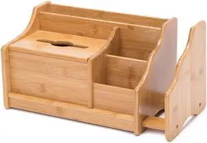 THY COLLECTIBLES Bamboo Desk Organizer with Extendable Storage Multi-Function Stationary Organizer for Office and Home, Expandable Desk Tidy Bamboo Bookshelf