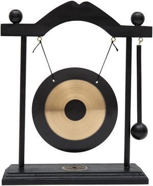 THY COLLECTIBLES Zen Art Brass Feng Shui Desktop Gong with Rammer Tai Ji Circle