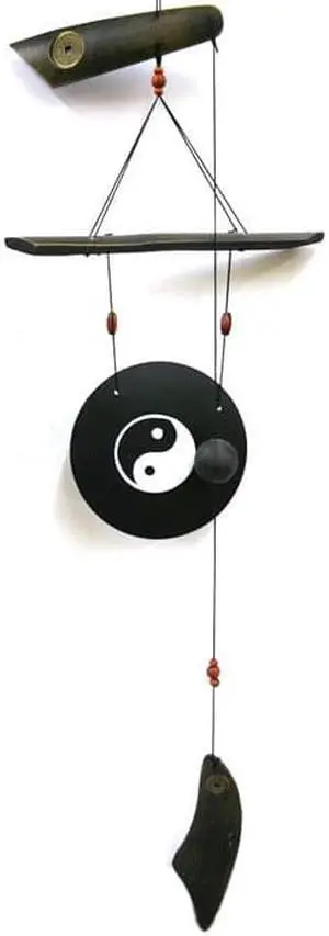 Asian Home Medium Brass Zen Art Feng Shui Gong Wind Chime