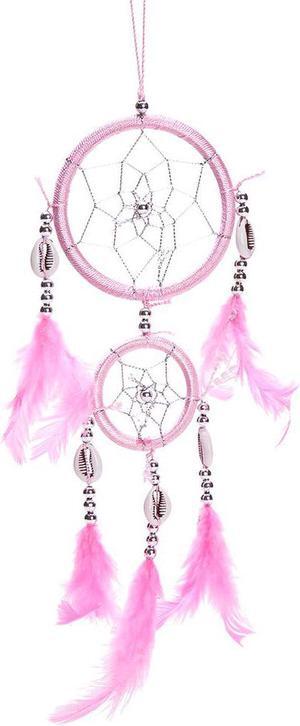 THY COLLECTIBLES 12" Traditional Pink Dream Catcher with Feathers Wall or Car Hanging Ornament 2 Circles