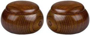 THY COLLECTIBLES Pair of 2 Wooden Go Game Pieces Holder Bowls