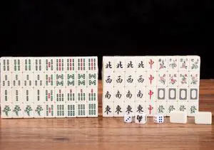 THY COLLECTIBLES Portable Mini Chinese Mahjong Game Travel Set 144 + 2 Spares Ivory-Color Tiles