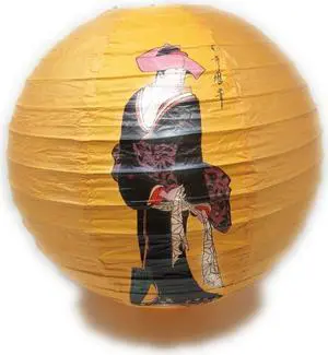 Oriental Chinese Japanese Festival Party Celebration Home Decor Lantern Geisha Design 16" (Orange)