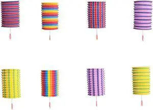 Set of 8 Rainbow Colorful Cool Festival Party Celebration Home Decor Lanterns