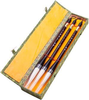 Chinese Calligraphy Japanese Sumi Drawing Brush Hu Pen Yang Hao (Goat Hair) 3 Pcs Gift Set