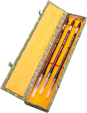 Chinese Calligraphy Japanese Sumi Drawing Brush Hu Pen Lang Hao (Wolf Hair) 3 Pcs Gift Set