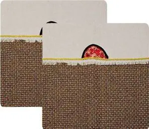 Set of 2 Oriental Linen Cushion Covers