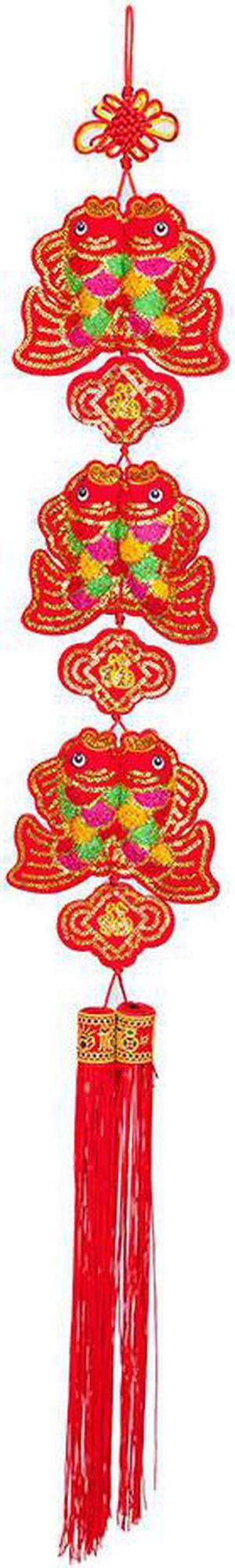 THY COLLECTIBLES Oriental Feng Shui Handcraft Knitted Sequin Embroidered Chinese Traditional Ornamental Knot Tassel for Home, Party & Holiday Decor Fu (Fortune) Fish