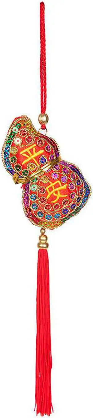 THY COLLECTIBLES Oriental Feng Shui Hulu Handcraft Knitted Sequin Embroidered Chinese Traditional Ornamental Knot Tassel for Home, Car, Party & Holiday Decor Ping an (Peace)