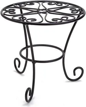 THY COLLECTIBLES Metal Potted Plant Stands Rust Proof Iron Art Flower Pot Holder Rack Steel Short Planter Supports Trivet Floor Garden Pots Containers Vase Fishbowl Stand (1 PC)