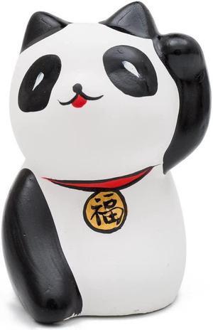 THY COLLECTIBLES Hand Painted Black & White Feng Shui Mini Maneki Neko Lucky Panda Cat Fu (Fortune)
