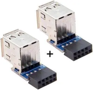 (2pcs )9Pin/10Pin Motherboard Female Header to Dual USB 2.0 Female Adapter Vertical Type  Type-A and Type-B