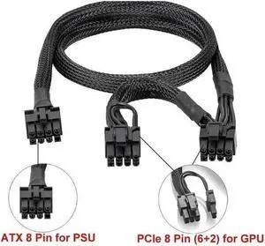 PCI-E 8pin to Dual 8(6+2)Pin Power Supply Cable PCIe 8 Pin 1 to 2 Spliter ATX 8pin PSU to GPU PCIE 8Pin for RM1000 RM850 RM750 RM650 RM550 RM450