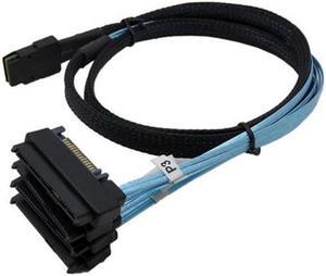 36 Pin Mini SAS SFF-8087 Host to 4 SFF-8482 Target SAS Hard Disk and SATA Power Cable 100cm