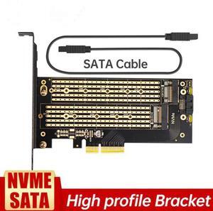 Dual M.2 PCIE Adapter for SATA or PCIE NVMe SSD with Advanced Heat Sink Solution,M.2 SSD NVME (m Key) and SATA (b Key) 22110 2280 2260 2242 2230 to PCI-e x 4 Host Controller Expansion Card