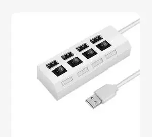 4-Port USB Hub USB 2.0 Hub Data Transfer with Individual Switches Indicator Lights for PC Laptop(1M) White