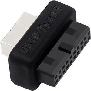 USB 3.0 / 3.1 Gen 2 IDC 20Pin to USB 3.1/3.2 Type-E A-Key Motherboard Internal USB Header Adapter Converter for Type C Front Panel Chassis Bracket (Straight Type-180 degree)