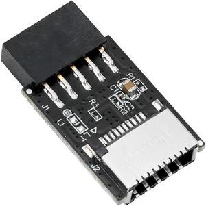 Motherboard USB 2.0 9pin Header to USB 3.2 20Pin Type E Key-A Female Adapter Extension for USB-C Front Panel