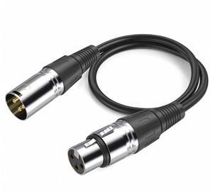 XLR Male to XLR Female Cable Line for Microphone Video Camera Sound Card Mixer Silver Tone XLR Black Line  1 ft.