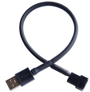 Black woven mesh cover (12 inches 30cm) USB to 4-pin/3-pin, computer fan adapter cable 5V power cord connector 4-pin/3-pin fan to USB adapter cable