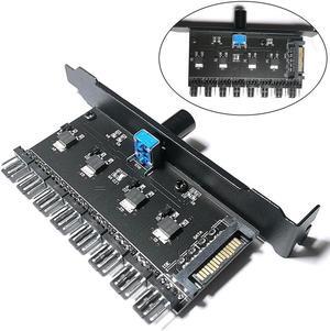 Cooling Fan Speed Controller SATA Interface 8 Channel Cooling Fan Control Speed Regulator Controller For PC Computer Case CPU HDD VGA PWM PCI Bracket