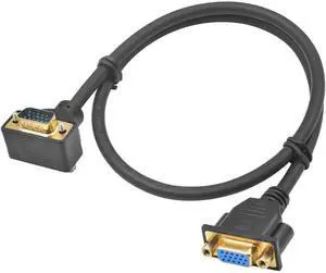 1.5ft 90 Degree UpAngle VGA Extension Cable, Male to Female VGA Extender Cord, Supports 1080P Full HD for PC, TV, Projector 1.5ft 90 Degree UpAngle VGA Extension Cable, Male to Female VGA Extender Cord, Supports 1080P Full HD for PC, TV, Projector