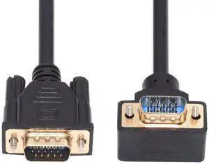 1m/3.3ft 90 Degree UpAngled VGA RGB Cable, Up Angle Male to Straight Male Cord, 3COAX+6C for Computer Monitor & Projector 1m/3.3ft 90 Degree UpAngled VGA RGB Cable, Up Angle Male to Straight Male Cord, 3COAX+6C for Computer Monitor & Projector