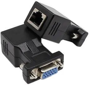 2Pack VGA Female to RJ45 LAN Extender Adapter, VGA Video Over CAT5/CAT5E/CAT6 Network Cable Transmitter Receiver 2Pack VGA Female to RJ45 LAN Extender Adapter, VGA Video Over CAT5/CAT5E/CAT6 Network Cable Transmitter Receiver