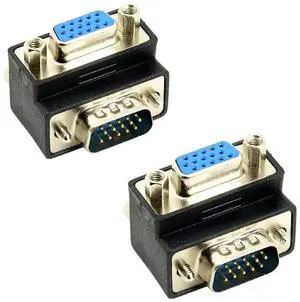 2Pack Down Angled 90 Degree VGA SVGA Male to Female Adapter, Down Angle 15Pin VGA Converter for TV, Projectors & Monitors 2Pack Down Angled 90 Degree VGA SVGA Male to Female Adapter, Down Angle 15Pin VGA Converter for TV, Projectors & Monitors