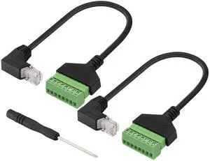 2 Pack 90° DownBend Cat5 RJ45 Male to 8Pin Screw Terminal Network Cable, 8P8C StraightThrough Crystal to 8Position Terminal Extender, 30cm DownAngle 2 Pack 90° DownBend Cat5 RJ45 Male to 8Pin Screw Terminal Network Cable, 8P8C StraightThrough Crystal to 8Position Terminal Extender, 30cm DownAngle