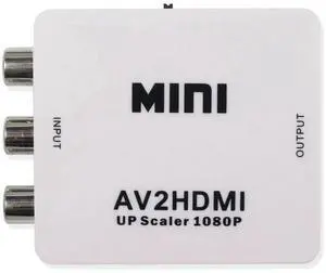 Mini 3RCA Composite AV CVBS to HDMI Adapter Converter, 720P 1080P AV2HDMI Video Converter with Visible Chipset for TV, VHS VCR, DVD Recorders Mini 3RCA Composite AV CVBS to HDMI Adapter Converter, 720P 1080P AV2HDMI Video Converter with Visible Chipset for TV, VHS VCR, DVD Recorders