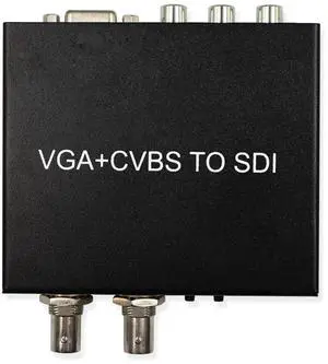 VGA+CVBS to SDI Converter Box, VGA/AV+R/L Audio to SDSDI/HDSDI/3GSDI Adapter with Dual SDI Outputs, US Power Adapter Included for BroadcastGrade Use VGA+CVBS to SDI Converter Box, VGA/AV+R/L Audio to SDSDI/HDSDI/3GSDI Adapter with Dual SDI Outputs, US Power Adapter Included for BroadcastGrade Use