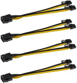 4Pack PCIE 6Pin Female to Dual PCIE 8Pin (6+2) Male Power Supply Extension Cables 4Pack PCIE 6Pin Female to Dual PCIE 8Pin (6+2) Male Power Supply Extension Cables