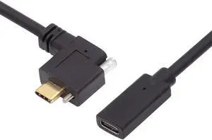Right Angled USBC Male to Female ScrewLocking Extension Cable, USB 3.1 10Gbps Data Cable for Realsense Camera & VR Quest Link Right Angled USBC Male to Female ScrewLocking Extension Cable, USB 3.1 10Gbps Data Cable for Realsense Camera & VR Quest Link