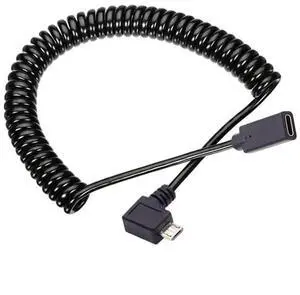 Micro USB Coiled Stretch Cable, Micro USB Male to USBC Female Power & Data Extension Cable for Keyboard & Mouse Micro USB Coiled Stretch Cable, Micro USB Male to USBC Female Power & Data Extension Cable for Keyboard & Mouse