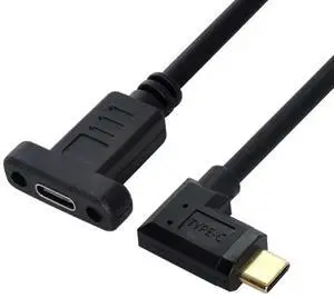 0.3M 90 Degree Right Angled USBC Male to Female Extension Cable, USB 3.1 Gen 2 10Gbps Fast Charging Data & Video Cable with Panel Mount Hole 0.3M 90 Degree Right Angled USBC Male to Female Extension Cable, USB 3.1 Gen 2 10Gbps Fast Charging Data & Video Cable with Panel Mount Hole