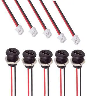 5 Pack 2.0mm Pitch 2Pin to USBC Female DC 5V 3A Charging Port Conversion Cable Adapter with Waterproof Dustproof Rubber Plug 5 Pack 2.0mm Pitch 2Pin to USBC Female DC 5V 3A Charging Port Conversion Cable Adapter with Waterproof Dustproof Rubber Plug
