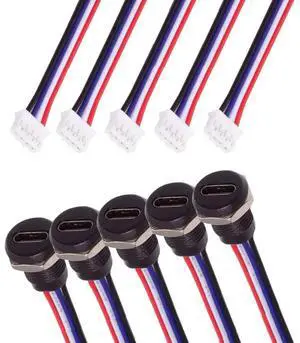 5 Pack 2.0mm Pitch 4Pin to USBC Female DC 5V 3A Charging Port Conversion Cable Adapter with Waterproof Dustproof Rubber Plug 5 Pack 2.0mm Pitch 4Pin to USBC Female DC 5V 3A Charging Port Conversion Cable Adapter with Waterproof Dustproof Rubber Plug