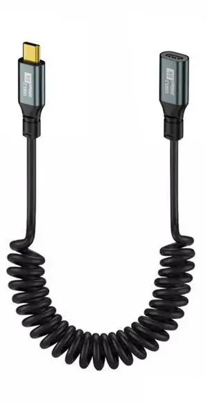 Coiled USBC Male to Female Extension Cable, USB 3.2 20Gbps PD 100W 8K@60Hz Fast Charging & Data Cable, 6ft Coiled USBC Male to Female Extension Cable, USB 3.2 20Gbps PD 100W 8K@60Hz Fast Charging & Data Cable, 6ft