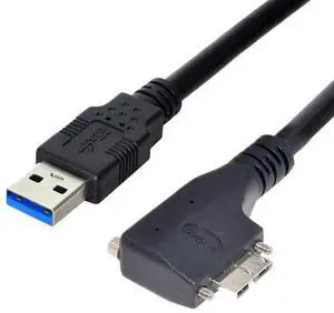 90 Degree LeftAngled USB 3.0 Male to MicroB Male Data Transfer Extension Cable with Panel Mount Screws, 5.0M 90 Degree LeftAngled USB 3.0 Male to MicroB Male Data Transfer Extension Cable with Panel Mount Screws, 5.0M