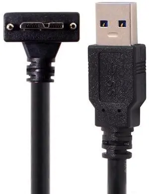 90 Degree UpAngled USB 3.0 TypeA Male to MicroB Male Cable with Panel Mount Screws, 5.0M 90 Degree UpAngled USB 3.0 TypeA Male to MicroB Male Cable with Panel Mount Screws, 5.0M