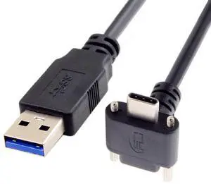 5.0M 90 Degree RightAngle USB 3.0 to USBC Data Cable with Panel Mount Screws for Industrial Cameras 5.0M 90 Degree RightAngle USB 3.0 to USBC Data Cable with Panel Mount Screws for Industrial Cameras